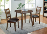Cozy 3pc Set Round Table And 2x Side Chairs Walnut, Dark Brown Transitional Solid wood B011P162633