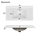 36" White Bathroom Vanity with Solid Pine Frame, 1 Soft Close Door and 3 Drawers , Modern Storage N729P211167K