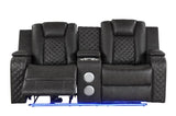 LED & Power Reclining Loveseat Made With Faux Leather in Gray 659436213258