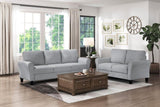 ZUN Modern 1pc Sofa Dark Gray Textured Fabric Upholstered Rounded Arms Attached Cushions Transitional B01146750