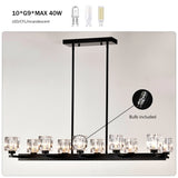 Chandelier for Dining Room, 10-Light Black Farmhouse Linear Pendant Light Fixture, Modern Crystal W1592P232178