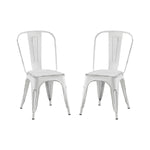 ZUN 2pc Modern Sanded Matte White Finish Metal Dining Room Kitchen Bar Chairs Contemporary Aesthetic B011P238551