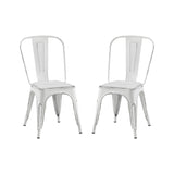 ZUN 2pc Modern Sanded Matte White Finish Metal Dining Room Kitchen Bar Chairs Contemporary Aesthetic B011P238551