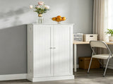 White 41" Modern Freestanding Kitchen Pantry Double Door Storage Cabinet with Adjustable Shelves 18300123