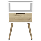 Haverson 1-Drawer 1-Shelf Nightstand White and Light Oak B06279999