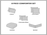 8 Piece Cotton Comforter Set Navy Queen B035128842