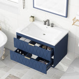 ZUN 30'' Wall Mounted Bathroom Vanity with Resin Sink,Floating Bathroom Storage Cabinet with 2 Drawers, 43074793