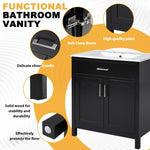 ZUN 30-Inch Bathroom Vanity with Ceramic Sink and Ample Storage - The Perfect Choice for Small Bathrooms WF530809AAB