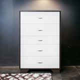 White and Espresso 5-Drawer Chest B062P209032