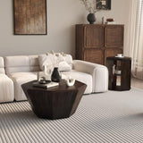 31.5 "Octagonal Black Walnut Rubber wood Set of Two Coffee Table, Coffee Table, Living Room W757P203140