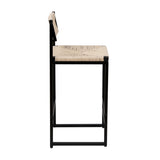 Creamy White Paper Rope Woven Bar Stools Set of 2 Hand Weave Counter Stool with footrest for Kitchen W1757138689