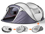 4 Person Pop Up Tent for Camping, Waterproof Instant Family Tent with Front Awning, Automatic Tent 60135148