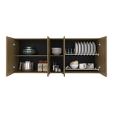 Portofino 150 Wall Cabinet, Double Door, Two External Shelves, Two Interior Shelves Natural Oak B200P286977