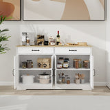 55.91" Large Farmhouse Buffet Cabinet Storage Sideboard with 2 Drawers and 4 Doors for Dining Living W282138080