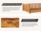 Patio Minimalist Twin Size Garden Swing Bed Wood Porch Swing with Ropes for Backyard, Safe N717P214425D