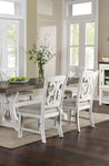 ZUN Lavish Design Distressed White 2pcs Dining Chairs Only, Gray Padded Fabric Seat Dining Room Kitchen B011111836