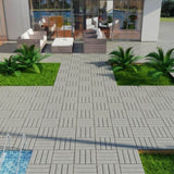 Patio Floor Tiles Pack of 11 WPC Wood-Plastic Composite Patio Deck Tiles DIY Interlocking Decking W206P201285
