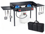 Double Burner Outdoor Propane Camp Stove, 75,000 BTU per Burner, 20 PSI Regulator, CSA Certified, 38000853