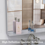 55"x30" Oversized Modern Rectangle Bathroom Mirror with Silver Frame Decorative Large Wall Mirrors W708P297404