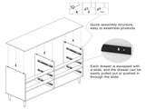 6-Drawer Storage Chest of Drawers with 3D Honeycomb Pattern, Wood Veneered MDF Cabinet for Bedroom, T3609P482835