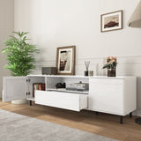 High Gloss Panel Modern TV Console, TV Stand, Entertainment Center with Storage Shelves,TV Cabinet W409P195094