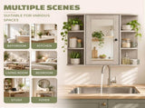 Bathroom Wall Cabinet Featuring 1 Mirrored Door 3 Shelves on Each Side MDF Construction with 57813692
