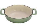 Cast iron 7.5QT cooking pot - Gradient green color - Includes two silicone gloves - Enamel pot 13858478