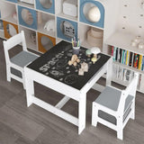 Kids Table and Chair Set, 3 in 1 Wooden Activity Table with Storage Drawer for Toddlers Drawing, 99413075