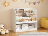 3-Tier Scalloped Bookshelf, Bookcase for Toddlers, Wooden Book Shelf Organizer Display Furniture for 76288871