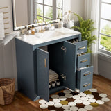 36'' Bathroom Vanity with Ceramic Sink Combo, Solid Wood Frame Bathroom Storage Cabinet, N710P243327C
