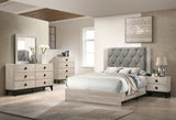 Contemporary 1pc Cream Finish Eastern King Size Bed Bedroom Furniture Gray Tufted Design Headboard B011P236792