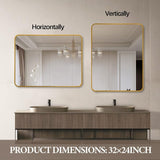 24x32 Inch Gold Metal Framed Rectangular Bathrrom Mirror for Wall. W2203P302680