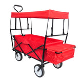 ZUN Garden Shopping Beach Cart folding wagon red W22730110