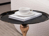 Mermaid Tail End Coffee Table Round Side Table, Modern Metal Pedestal Table, Minimalist Accent Table W2664P232839