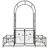 Metal Garden Arch with Gate 79.5'' Wide x 86.6'' High Climbing Plants Support Rose Arch Outdoor W158681132
