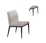 ZUN Ivory Leatherette 2pcs Side Chairs Dining Room Furniture Black Metal frame Padded Seat Dining Chair B011P214980