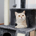 ZUN Modern Small Cat Tree Cat Tower With Double Condos Spacious Perch Sisal Scratching Posts,Climbing 72633597