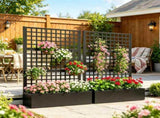 Black 43" x 16" x 70" Galvanized Planter Box Raised Garden Bed with Trellis for Vines & Climbing 79173584