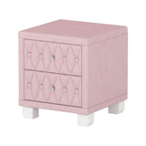 Elegant Velvet Nightstand with 2 Drawers and Crystal Handle, Storage Bedside Table with N733P210398H