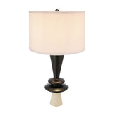 D15x26.7" Black Aluminum Table Lamp with Two Varying Disc Accents and White Shade W2078P326342