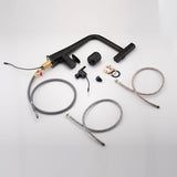 Matte Black Waterfall Kitchen Faucet with Temperature Display, Single Handle Kitchen Faucet with W1217P146517