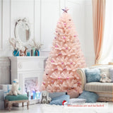 7ft Pink Artificial Christmas Tree Hinged Full Fir Tree with Metal Stand 84194368