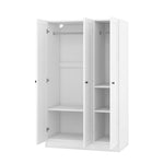 ZUN 3-Door Shutter Wardrobe with shelves, White 12419449