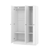 ZUN 3-Door Shutter Wardrobe with shelves, White 12419449