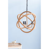 3- Light Farmhouse Chandelier, Rope Chandelier Globe Hanging Light Fixture with with Adjustable W2078137922