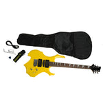 ZUN Novice Flame Shaped Electric Guitar HSH Pickup Bag Strap Paddle Rocker Cable Wrench Tool Yellow 31817892
