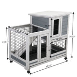 ZUN Wooden Rabbit Hutch, Outdoor Pet Bunny House Wooden Cage with Ventilation Gridding Fence, Openable W2181P155564