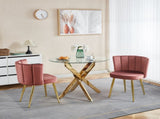 Modern PINK dining chair with iron tube golden color legs, velvet and comfortable W234P256810