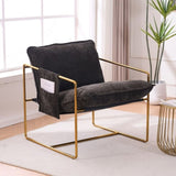 2 Chairs in 1 Box, Upholstered Hanging Armchair with Arm PocketsMetal frame, gold-plated W1901P147317