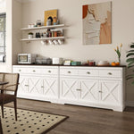 ZUN Farmhouse Buffet Cabinet with Storage,Sideboard with 3 Drawers,3 Doors Adjustable Shelves Console W760P214396